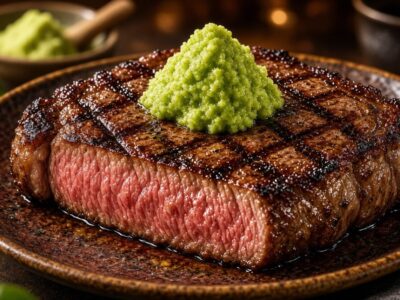 ワサビを載せたステーキのイメージ